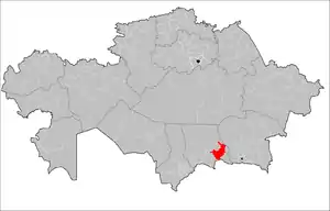 Location of Shu District in Kazakhstan