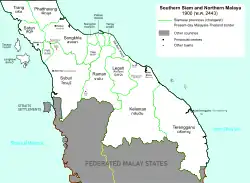 Southern Siam and northern Malaya in 1900, with Reman located in the centre.