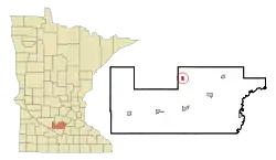 Location of New Auburnwithin Sibley County, Minnesota
