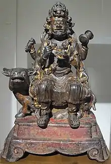 Ming dynasty statue of Dàhēitiān. Sichuan, China. 14th Century (with pedestal from the 16th century)