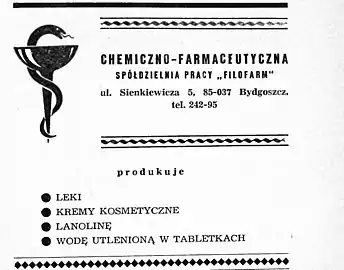 Advertising for the drug factory in 1975
