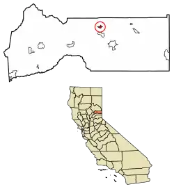Location of Calpine in Sierra County, California.