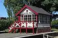 The signal box, on the eastbound platform