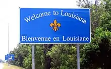 Panneau de Bienvenue dans l'état de Louisiane