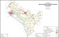 Map of Sikandarpur Karan CD block
