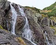 A close-up of the waterfall