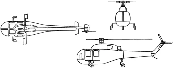 3-view line drawing of the Sikorsky XH-39