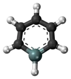 Ball-and-stick model of the Silabenzene molecule