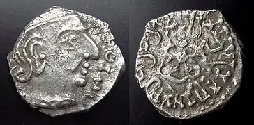 Coin of Gupta ruler Chandragupta II (r.380–415) in the style of the Western Satraps.