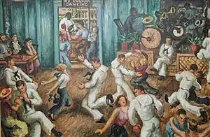 The Silver Slipper dance hall adjacent to Sloppy Joe's, painted in the 1930s by Waldo Peirce