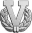 Silver "V" with wreath device for fifth award