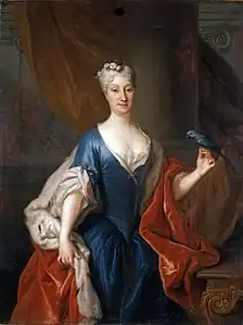 Portrait of Katarzyna Barbara Radziwiłłówna with a parrot (1726)