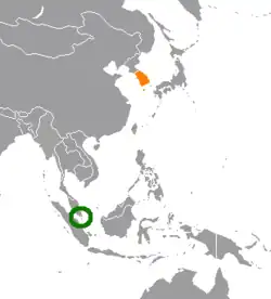 Map indicating locations of Singapore and South Korea