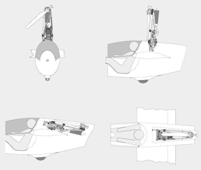 Single-blade propeller and glider drawing.