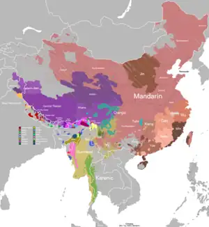 Map of Sino-Tibetan languages