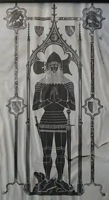 Rubbing from monumental brass of Sir Peter Courtenay, Exeter Cathedral, south aisle