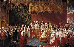 A painting depicting the 1838 coronation of British queen Victoria