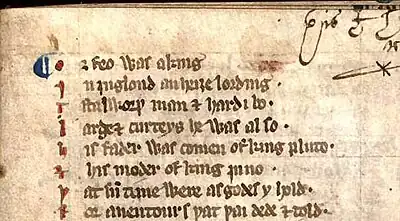 Tolkien used the medieval poem Sir Orfeo, which begins"Orfeo was a kingIn Inglond an heiȝe lording"for his Tale of Aragorn and Arwen.