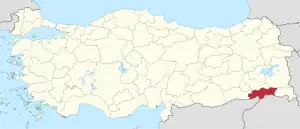 Location of Şırnak Province in Turkey