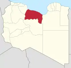 Map of Libya with Sirte district highlighted