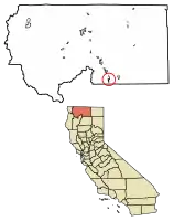 Location of Dunsmuir in Siskiyou County, California.