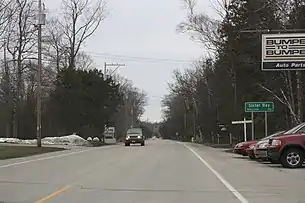 Looking south at Sister Bay sign