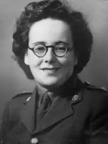 A black and white image of Sister Lily McNicholas wearing her uniform