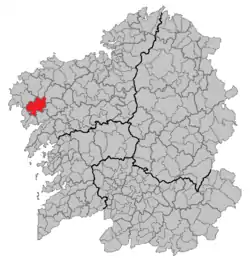 Location of Mazaricos within Galicia