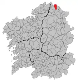 Situation of Xove within Galicia