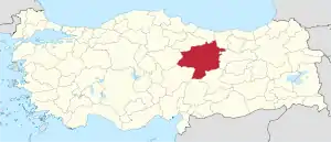 Location of the province within Turkey