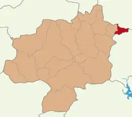 Map showing Gölova District in Sivas Province