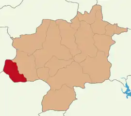 Map showing Gemerek District in Sivas Province