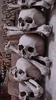 A skull and crossbone arrangement in the Sedlec Ossuary, Czech Republic.