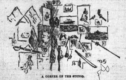 Sketch of Woodward's studio after his death in 1882.