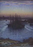 Painting of an anchored ship