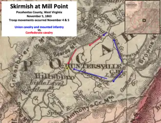 map showing troop movements near Hillsboro West Virginia