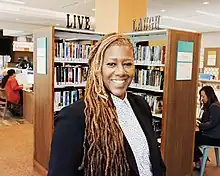 Skye Patrick, LA County Library Director, standing inside Willowbrook Library