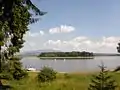 Slanica Island seen from the shores of the reservoir