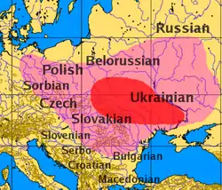 Map of Slavic language origins