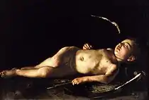 CaravaggioSleeping Cupid. 72 × 105 cm.
