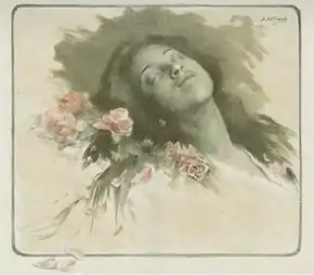 Romanticised painting of a sleeping woman