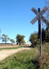 The view east from the defunct railroad crossing, 2006.