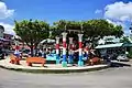 Small park of downtown San Ignacio in front of the police station