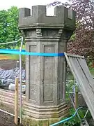 One of the smaller towers with subtle design and carving differences suggesting a later date of construction