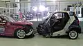The Fortwo crashed into a Mercedes-Benz C-Class