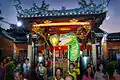 Snake dance in the temple compound during night.