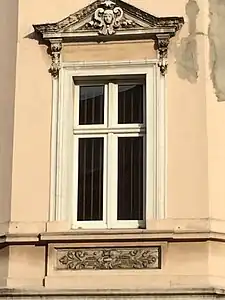 Detail of cartouche (design) and pediment