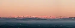 The southeastern face of the Topatopa Mountains as seen from Santa Clarita Valley.