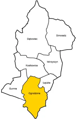 Location of Ogrodzona within Gmina Dębowiec