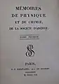 Title page to volume I of Mémoires de physique et de chimie de la Société d’Arcuei (1807)